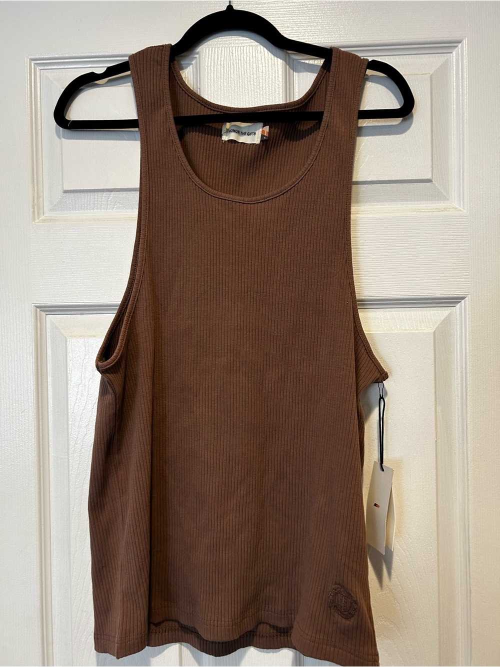 Mens honor the gift xxl Ribbed Brown Sleeveless Tank Top